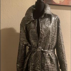 Donna Salyers Fabulous Furs Brand Metallic Belted Trench Coat